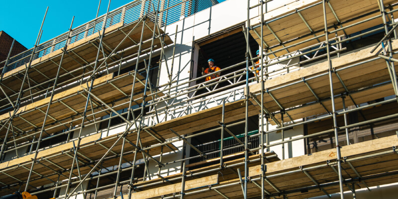 Scaffolding and worker